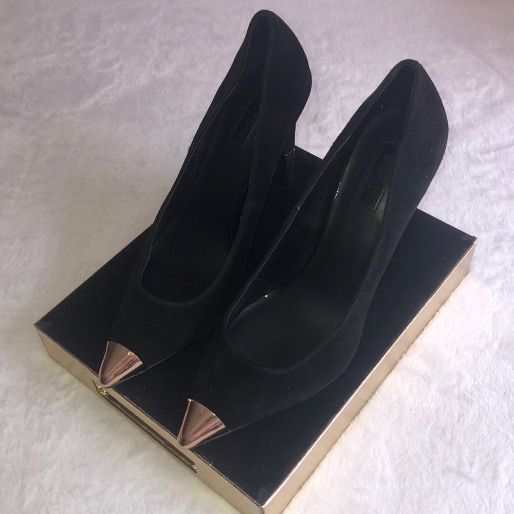 Topshop Black Suede High Heels Size 39 8.5 - Picture 3 of 15